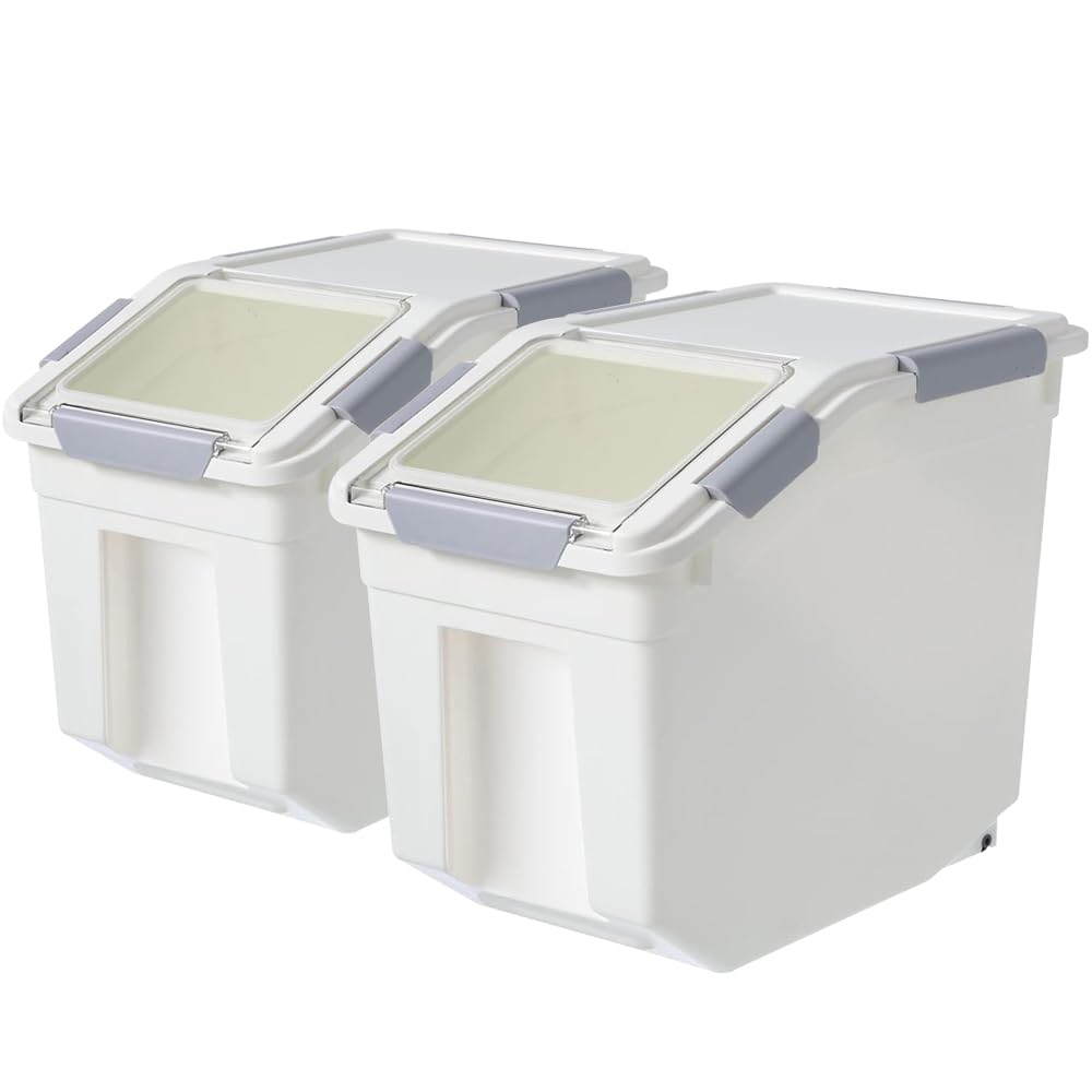 30lb Food Storage Container with Scoop and Wheels, 2 Pack D657