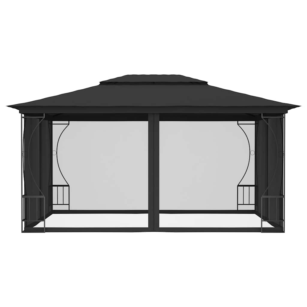 Gazebo with Nets 9.8x13.1x8.7 ft Anthracite G2531