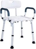 Padded Seat Transfer Bench, Bath Stools, Shower Chair with Arms and Back Y794
