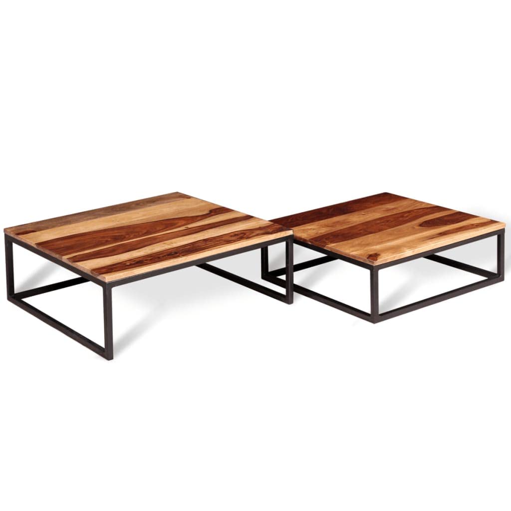 Coffee Table Side Tables 2 Piece Nesting Set Solid Sheesham Wood S26099