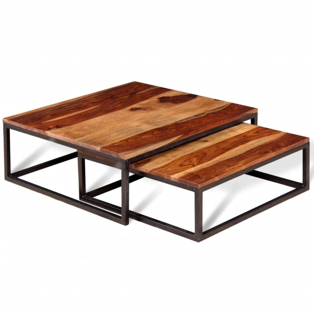Coffee Table Side Tables 2 Piece Nesting Set Solid Sheesham Wood S26099