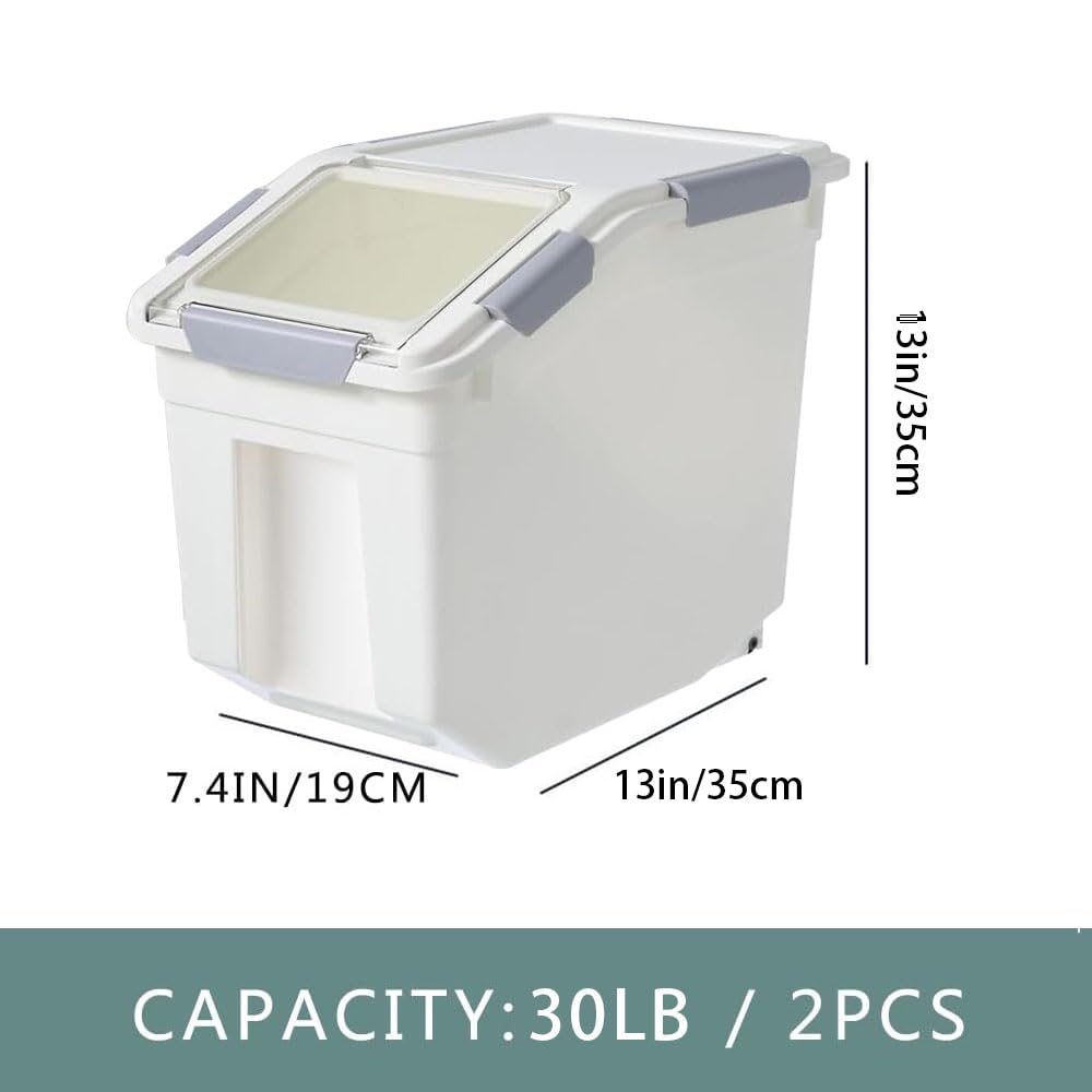 30lb Food Storage Container with Scoop and Wheels, 2 Pack D657