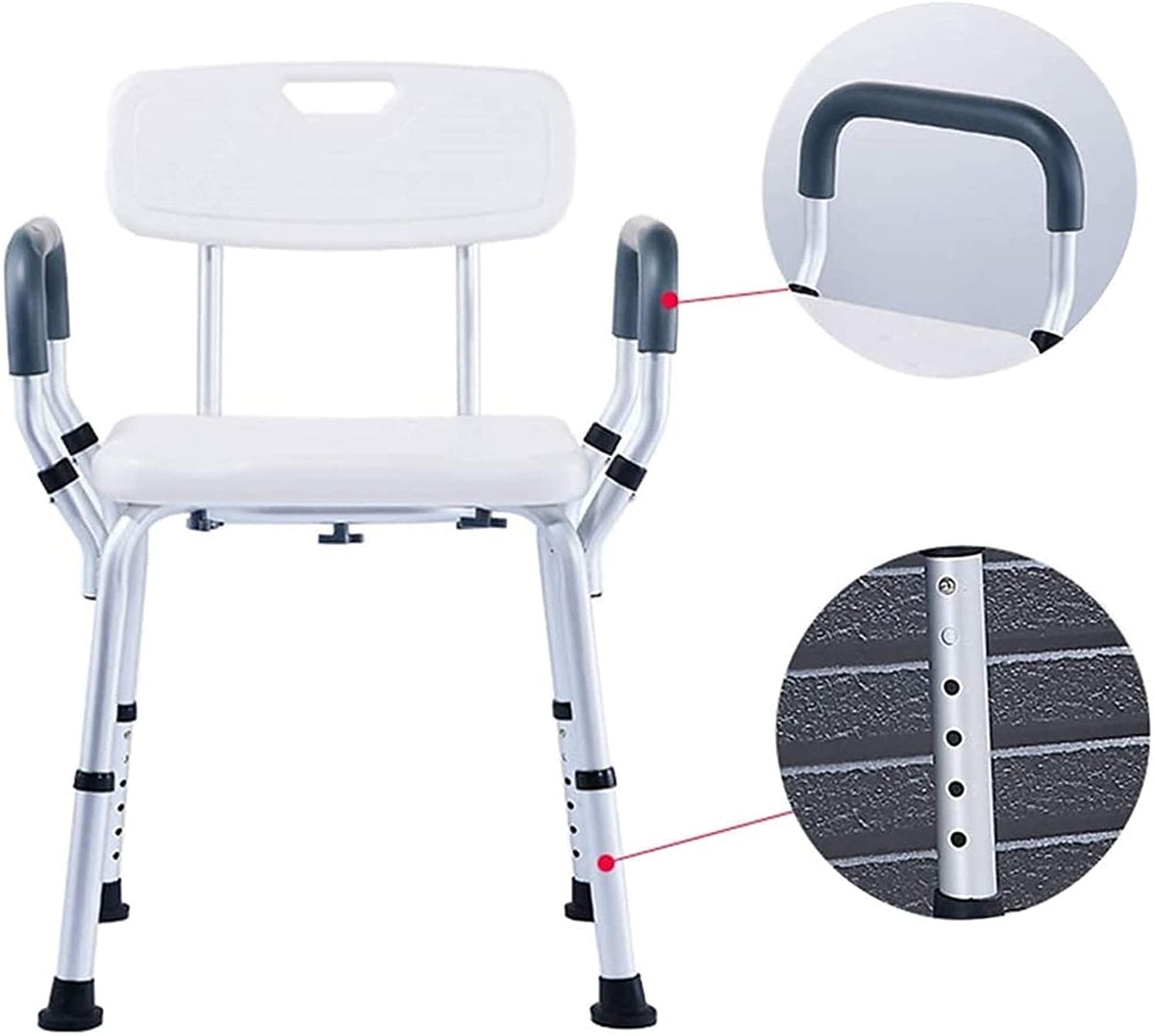 Padded Seat Transfer Bench, Bath Stools, Shower Chair with Arms and Back Y794