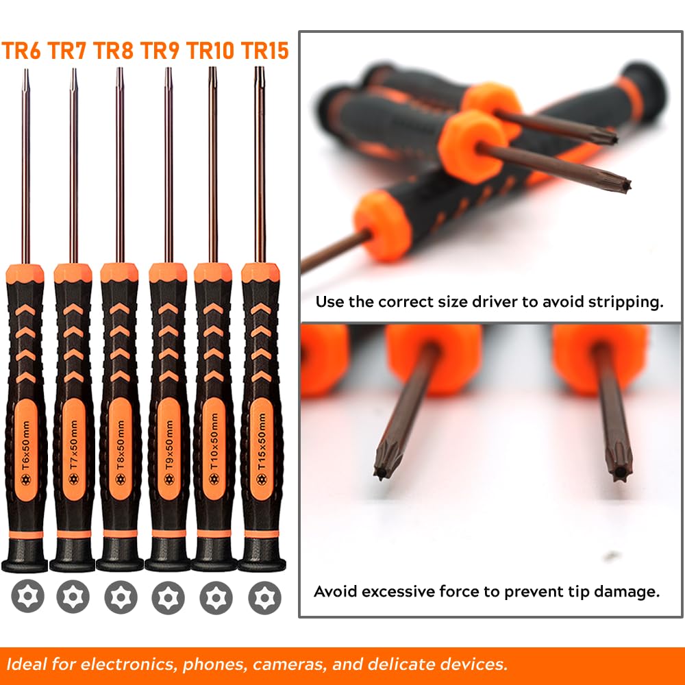 Torx Screwdriver Set of T2-T15, 10-Piece Magnetic Security Screwdrivers M304541