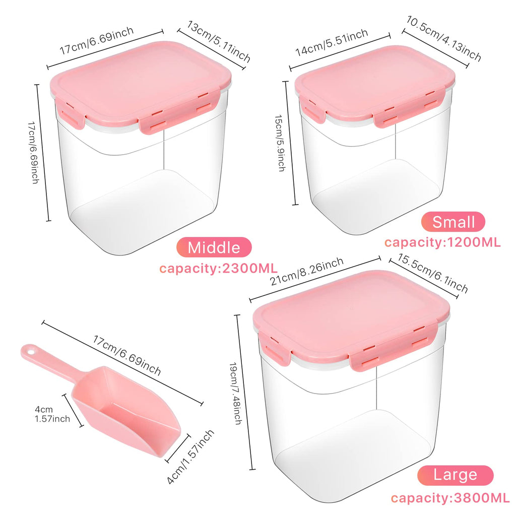 3 Pieces Plastic Pet Food Storage Containers with Spoon J20079