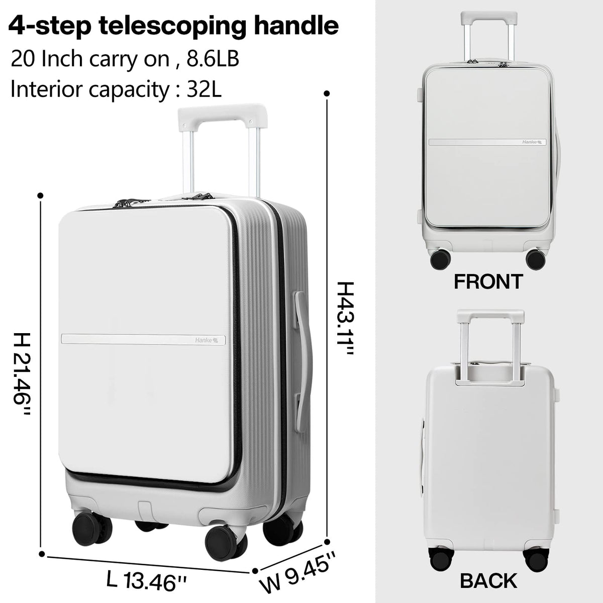 20 Inch Hard Shell Carry On Luggage with Wheels V619133