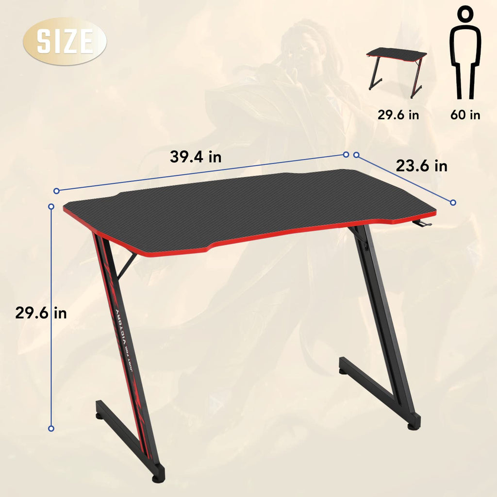 39" Red Z-Shaped Gaming Table L1653