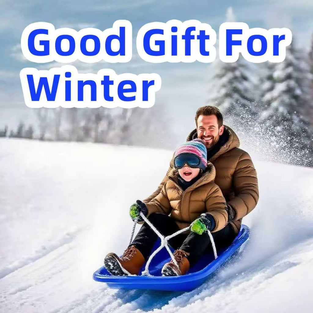 35 Inch 2-Person Plastic Snow Sled with Pull Rope O93608