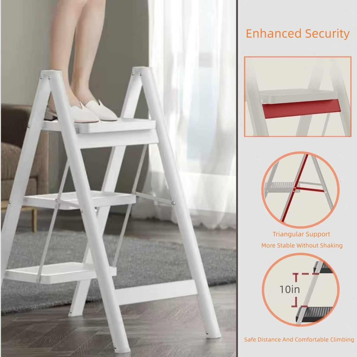 Folding 3 Step Stool with Anti-Slip Pedal J17216