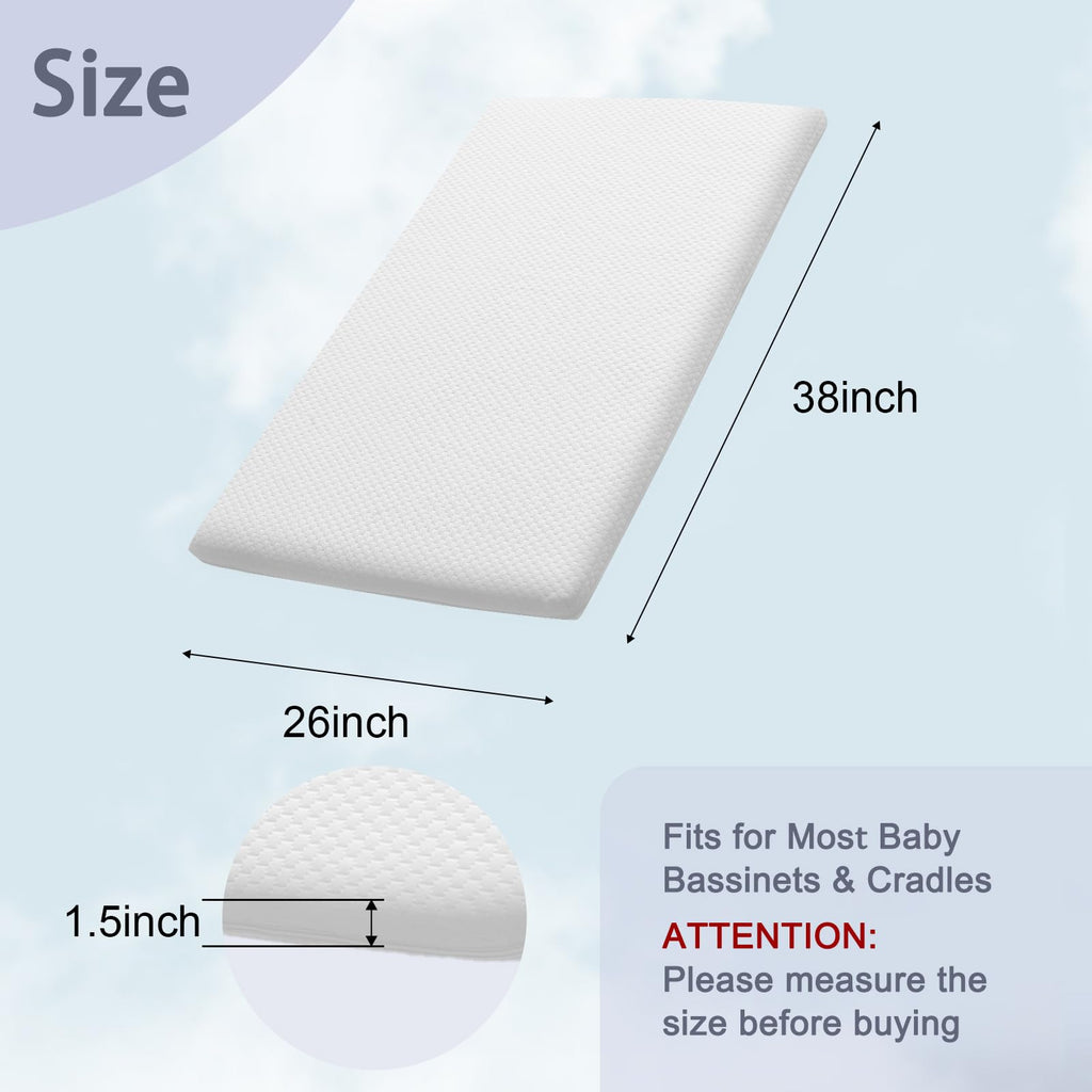 Baby Bassinet Mattress 38 x 26 Inch Gel Memory Foam A887571