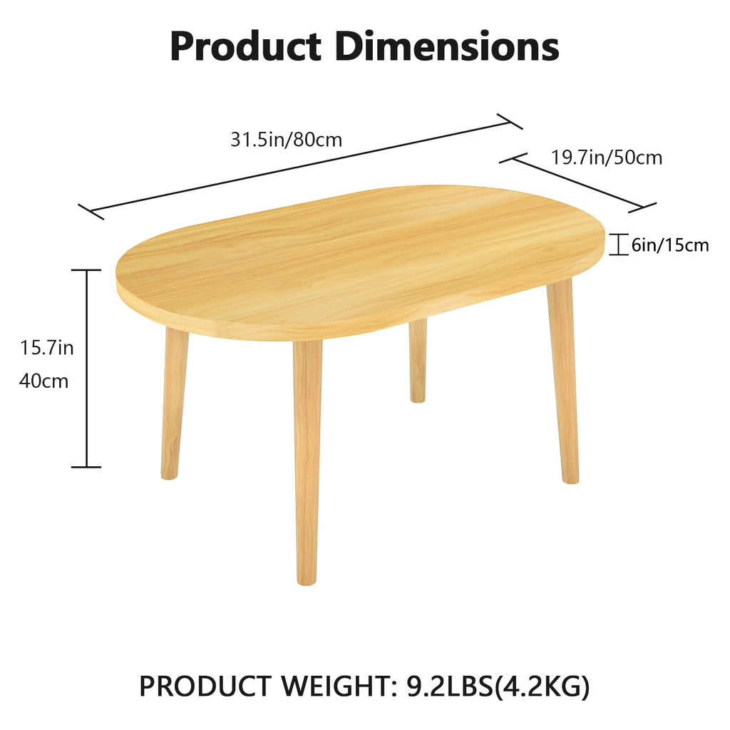 Oval Coffee Table Natural 19.7"D x 31.5"W x 16"H N95582