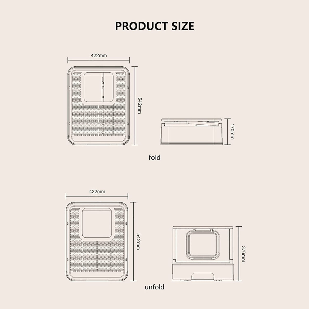 Foldable Large Top Entry Anti-Splashing Cat Litter Box with Lid and Scoop U6476
