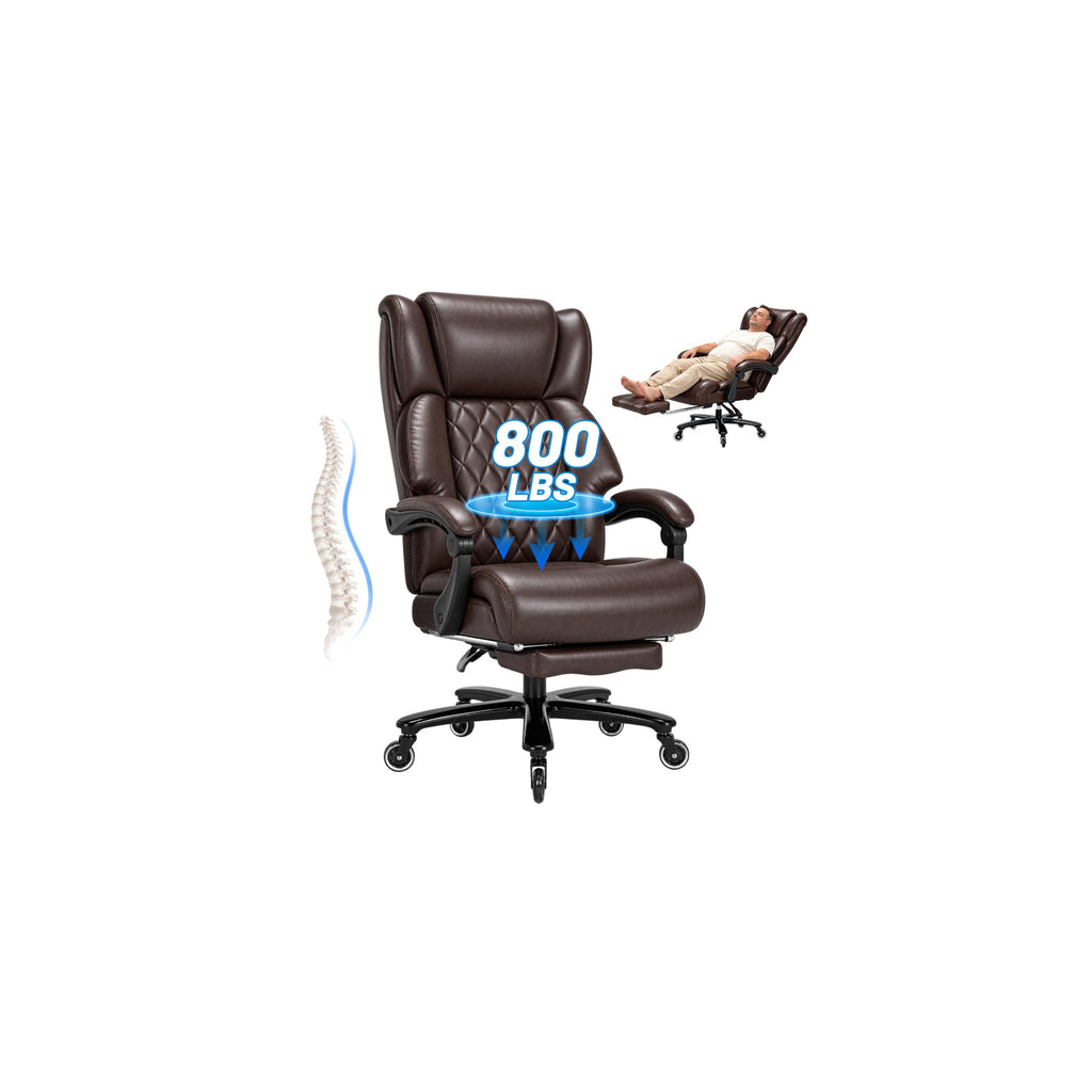 Brown Heavy Duty Reclining Executive Office Chair with Footrest Q7728