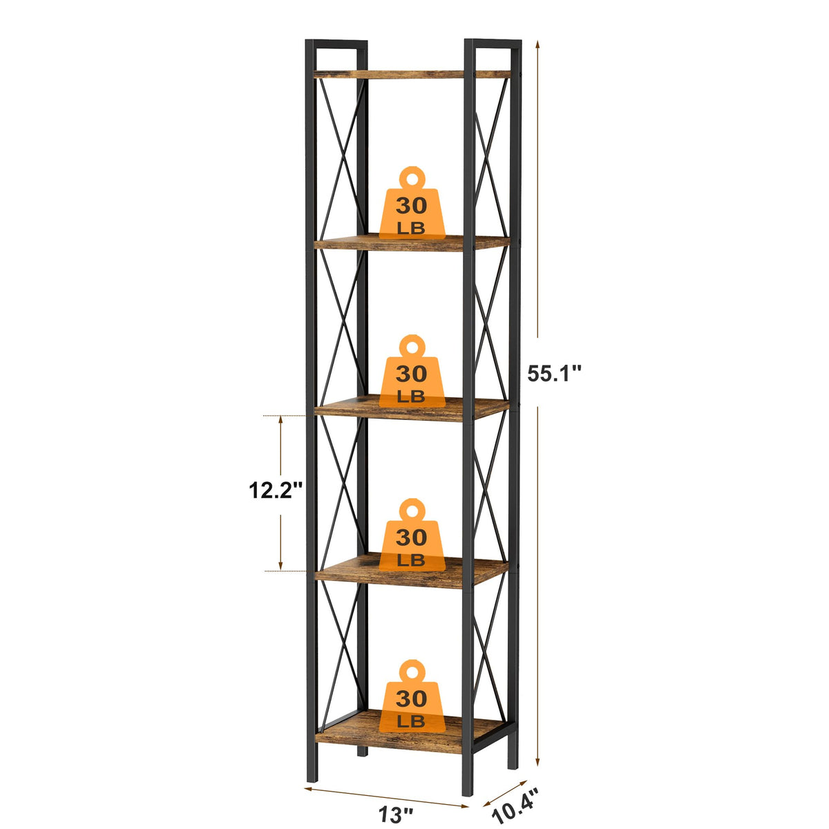 5 Tier Metal Bookshelf E972135