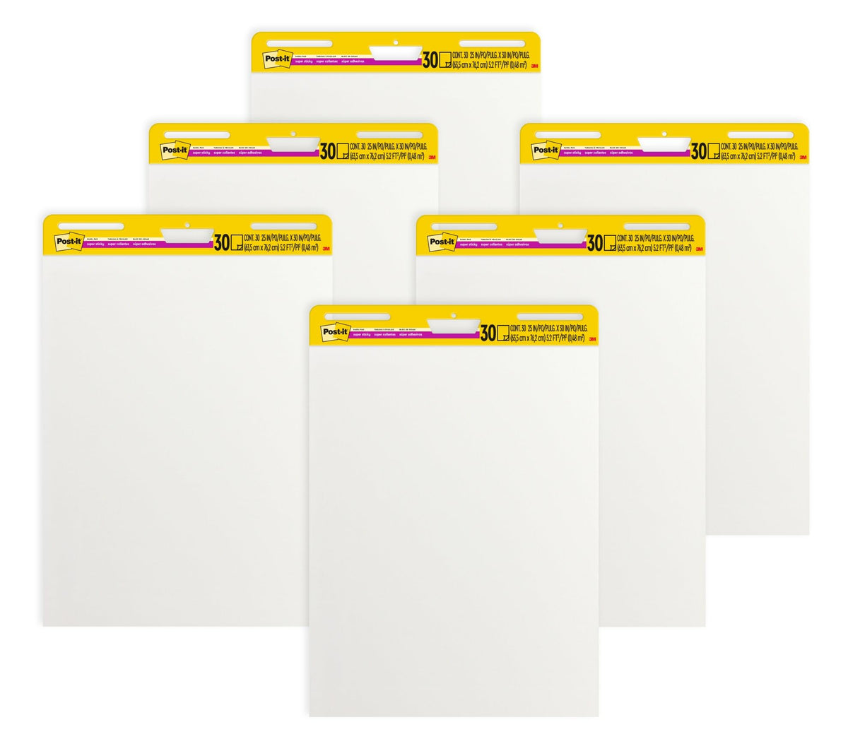 Super Sticky Easel Pad 25" x 30" 30 Sheets 6-Pack F6293