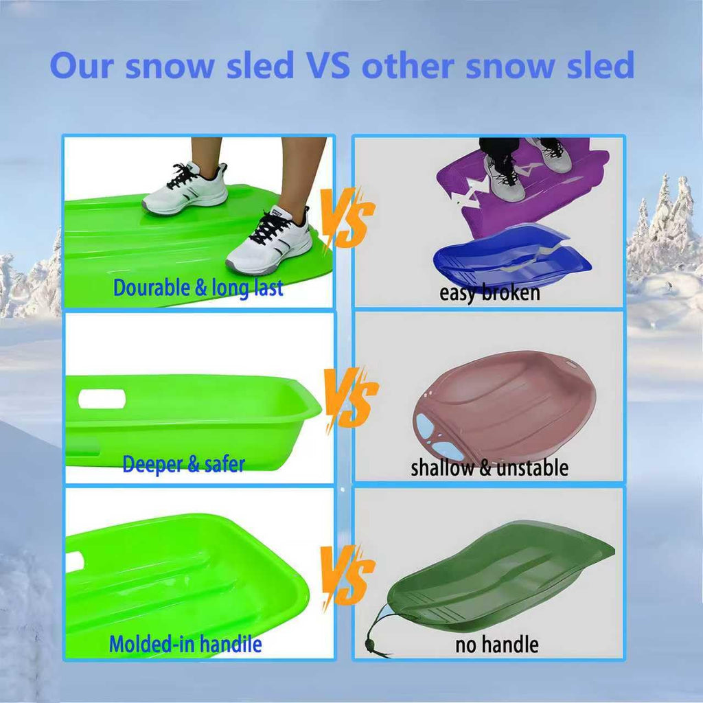 35 Inch 2-Person Plastic Snow Sled with Pull Rope O93608