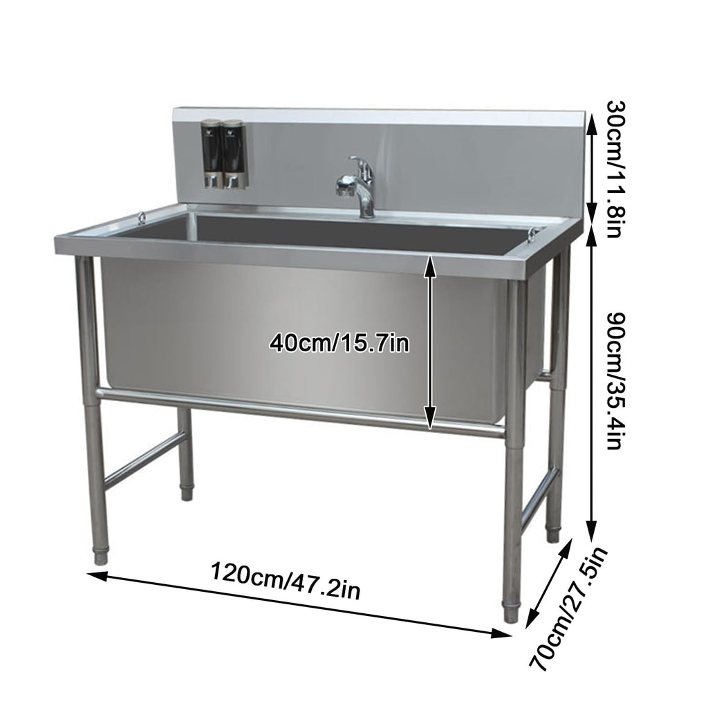 47" Stainless Steel Dog Grooming Tub with Stairs V497864