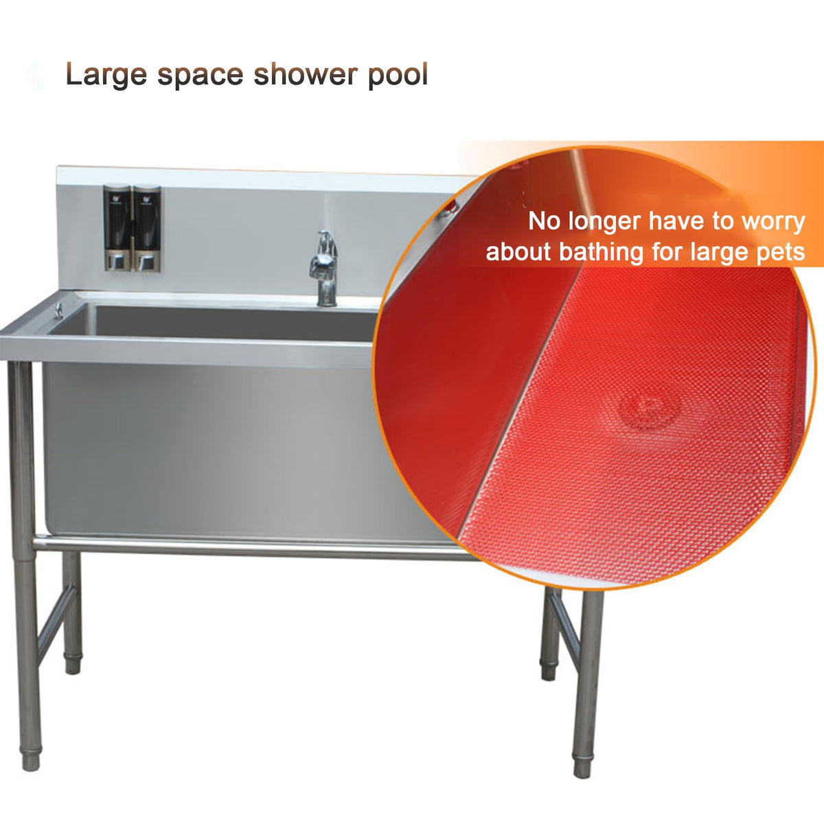 47" Stainless Steel Dog Grooming Tub with Stairs V497864
