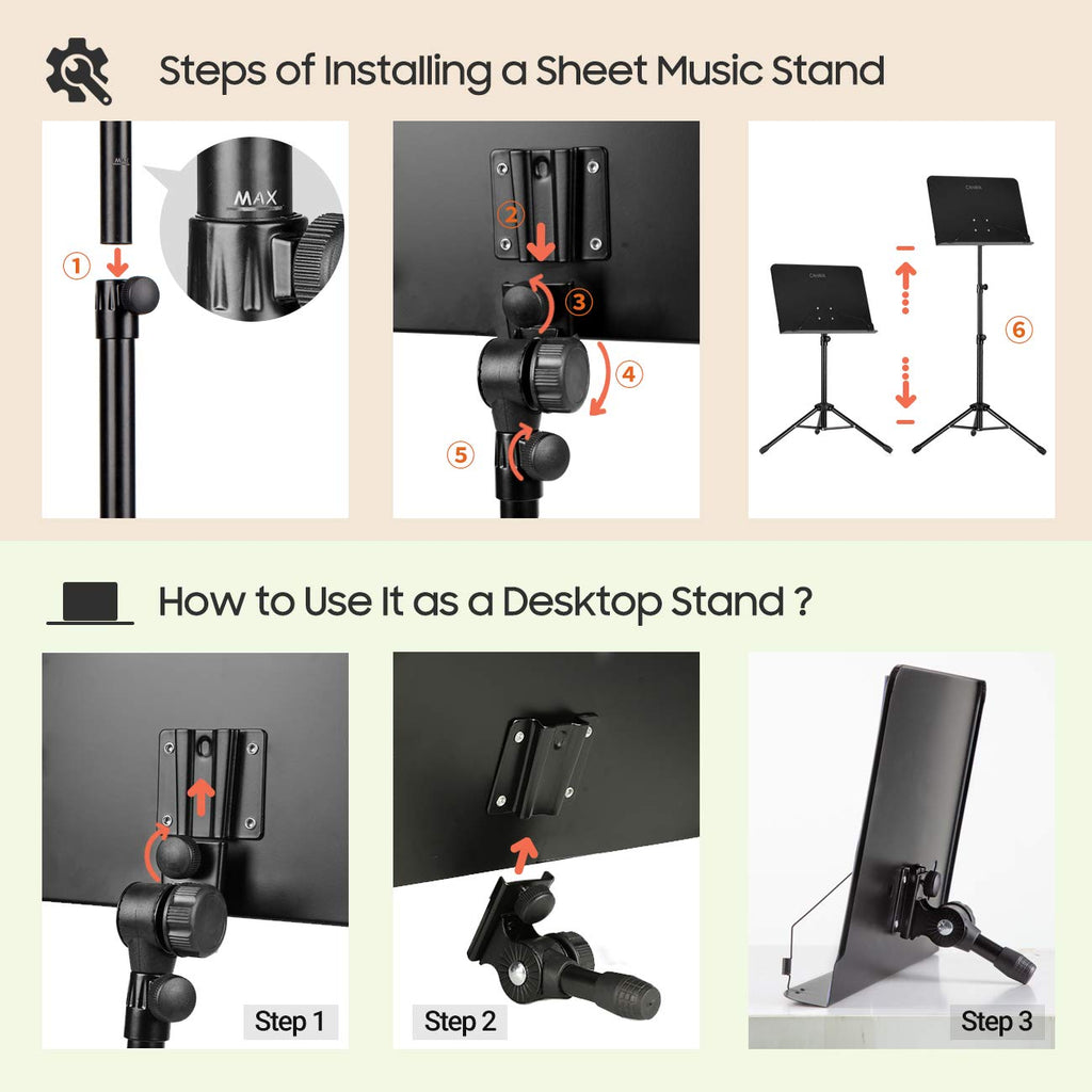 Adjustable Black Sheet Music Stand E872673
