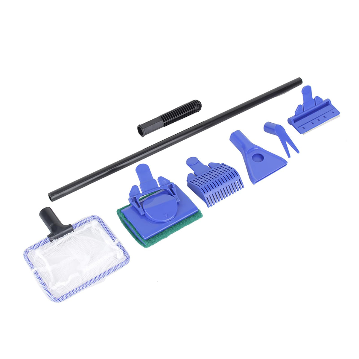 5 in 1 Aquarium Cleaning Tool Set with Fish Net Scraper and Sponge Brush Black and Blue V319748
