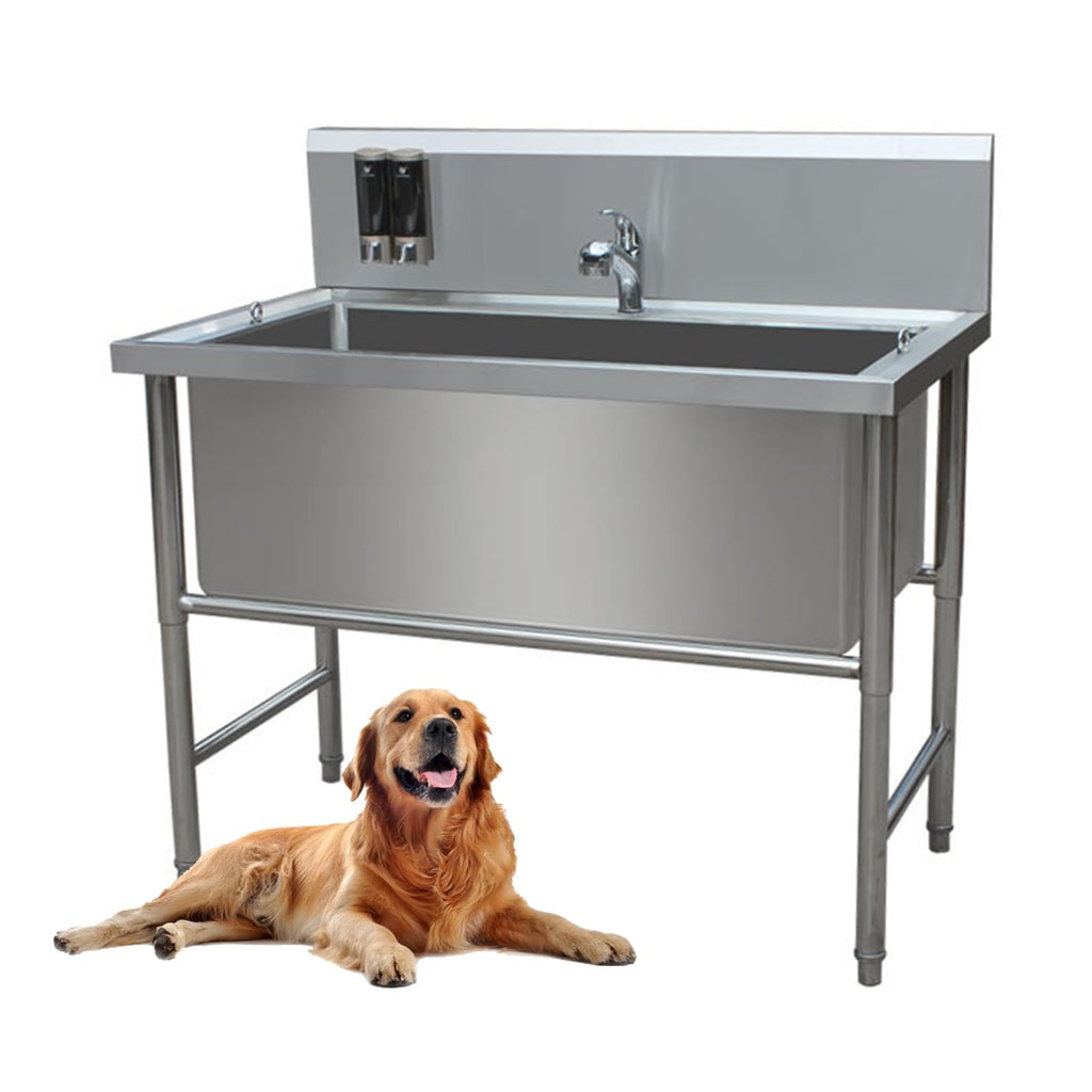 47" Stainless Steel Dog Grooming Tub with Stairs V497864