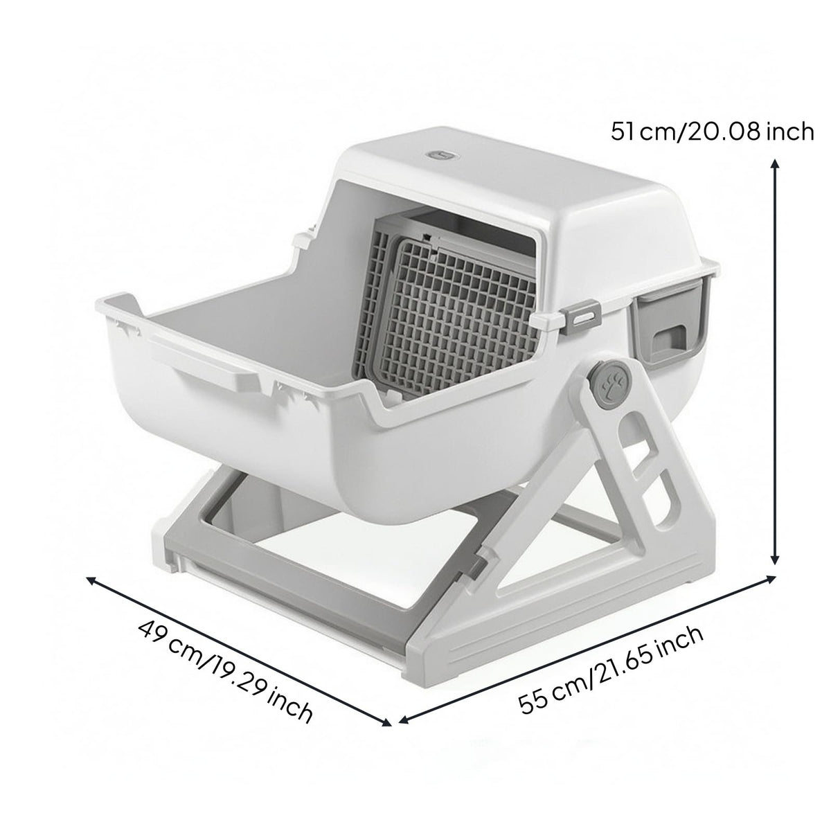 Semi-Automatic Sifting Cat Waste Pan White Gray A690337