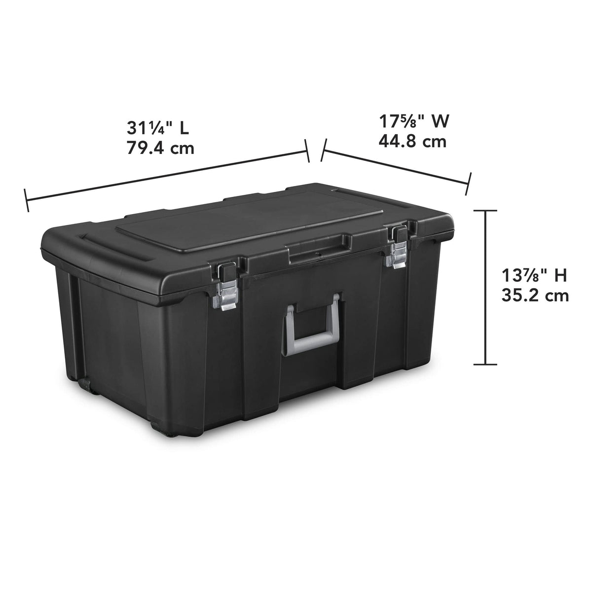 16 Gallon Black Plastic Storage Trunk with Wheels X57742