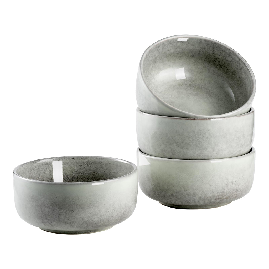 Ceramic Bowl Set of 4, 26 OZ Porcelain Bowls, Reactive Glaze, Microwave & Dishwasher Safe, Grey A45443