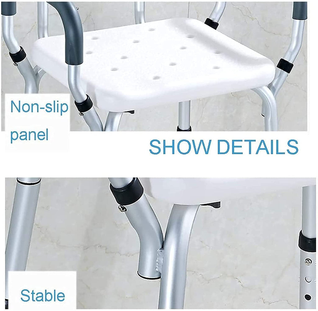 Padded Seat Transfer Bench, Bath Stools, Shower Chair with Arms and Back Y794