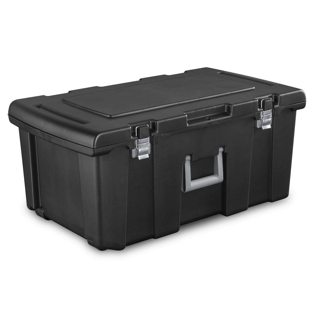 16 Gallon Black Plastic Storage Trunk with Wheels X57742