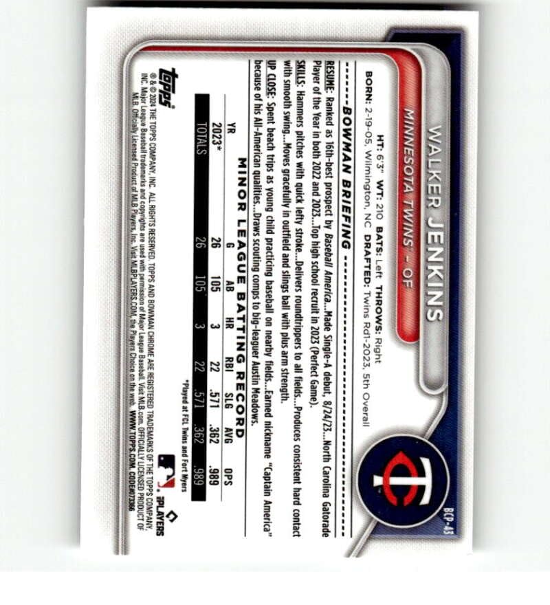 2024 Bowman Chrome Mega Box Mojo Refractor Baseball Trading Card W511