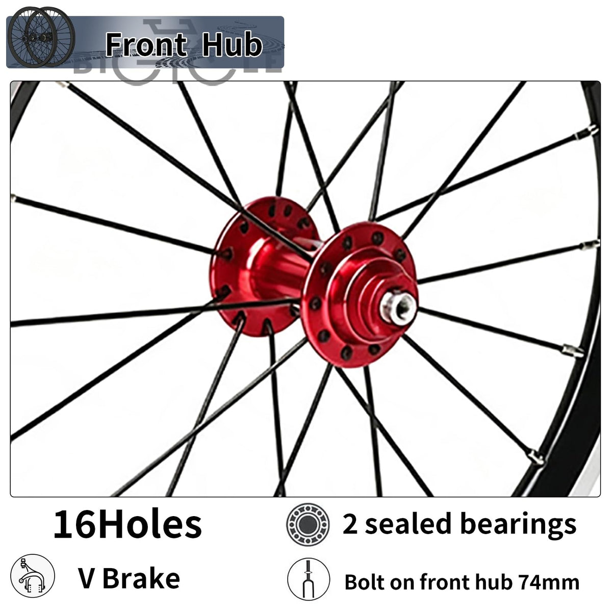 14inch 412 V-Brake Folding Bike Wheelset L7932