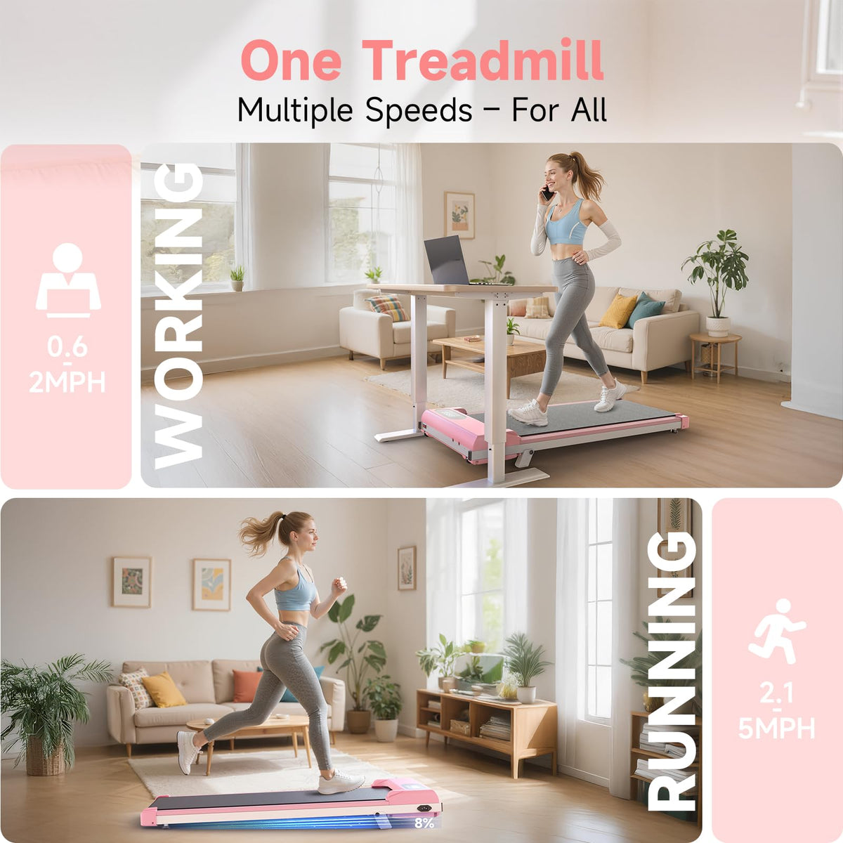 Incline Walking Pad with 8% Incline & 2.5HP Z368