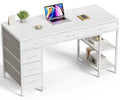 White 6 Drawer Computer Desk with Shelves U284484