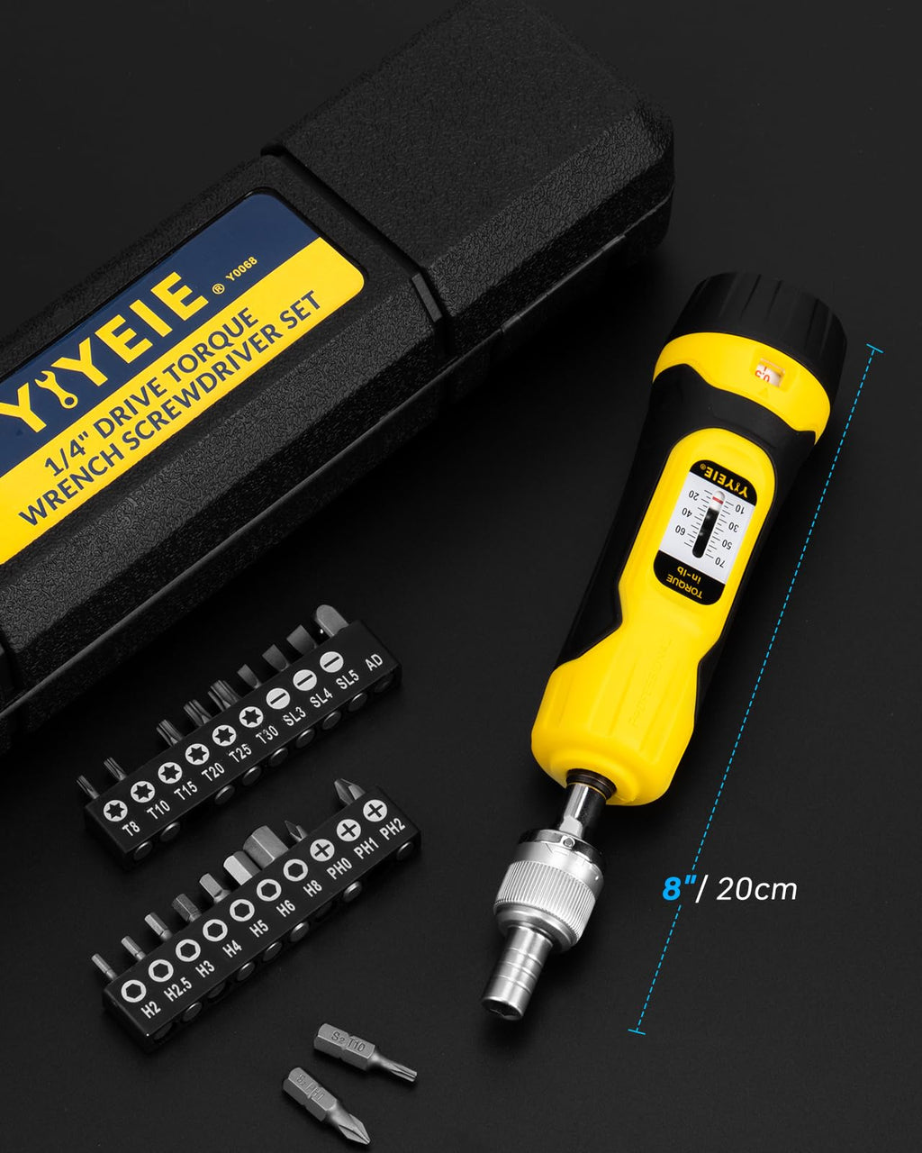 1/4" Ratchet Torque Screwdriver, 10-70 in-lbs, S2 Hex Bits L776