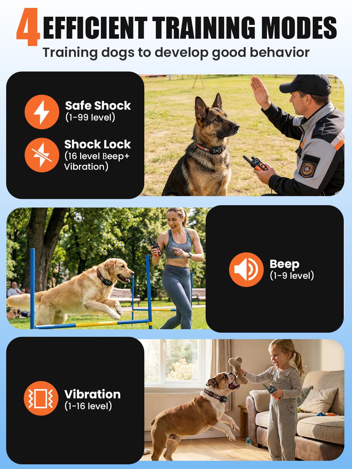 2-in-1 Dog Bark Collar & Shock Collar, IPX7 Waterproof E Collars with AI Anti-Bark/Beep/Vibration/Shock/no Shock for Small Medium Large Dog(5-120Lbs), Dog Training Collar with 3300FT Remote A4492