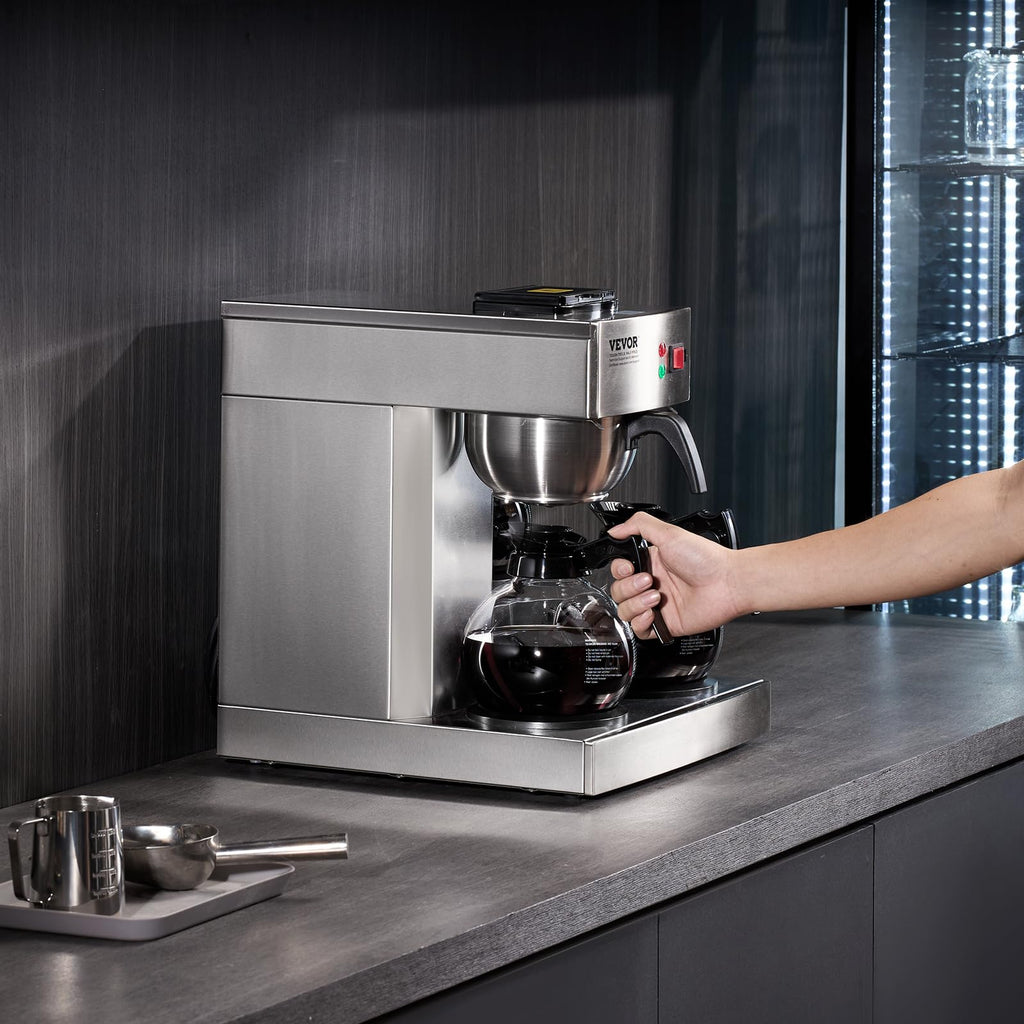 12 Cups Commercial Drip Coffee Maker with 3 Glass Carafes and Warmer Plates G9931