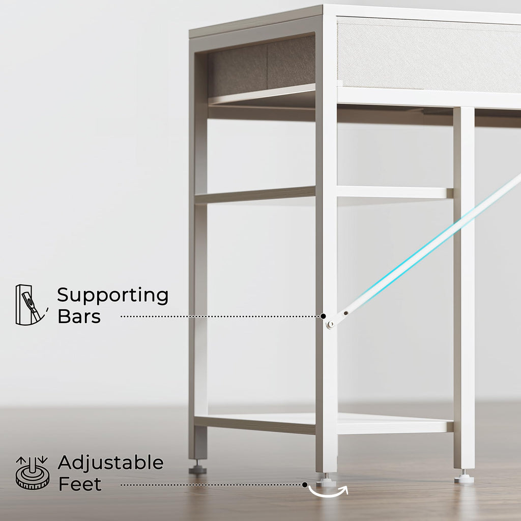 White 6 Drawer Computer Desk with Shelves U284484