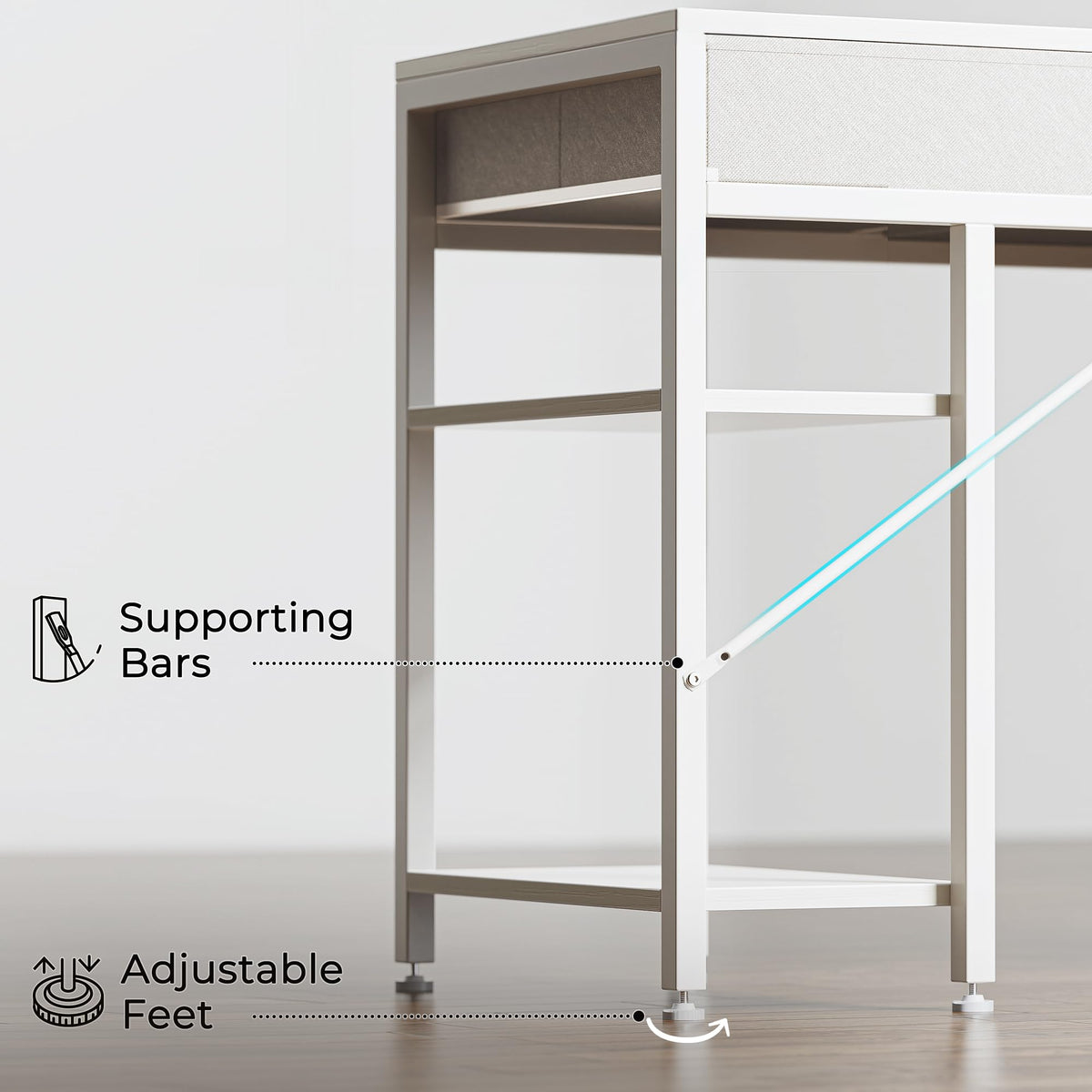 White 6 Drawer Computer Desk with Shelves U284484