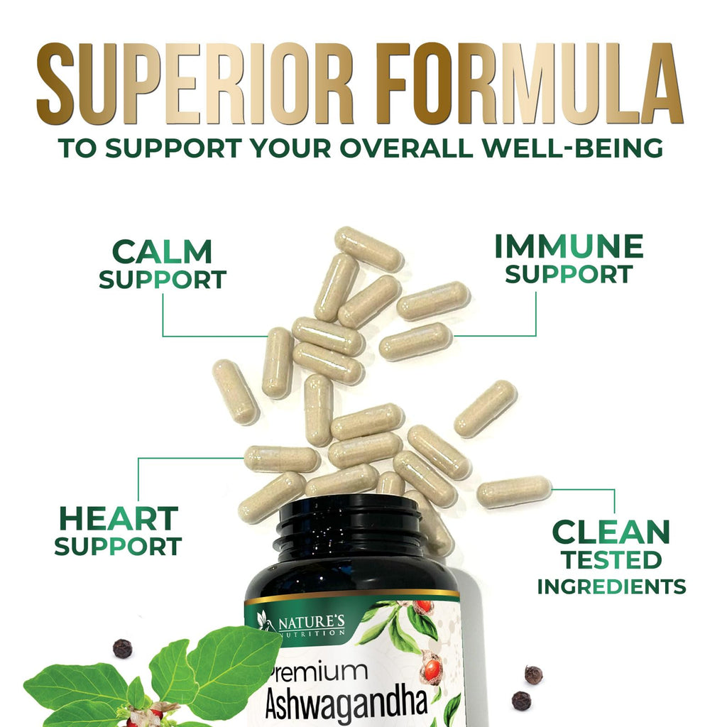 Ashwagandha Capsules with Black Pepper Vegan 180 Capsules F86634