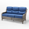 Grey Wicker 3-Seat Outdoor Sofa with Cushion W84915