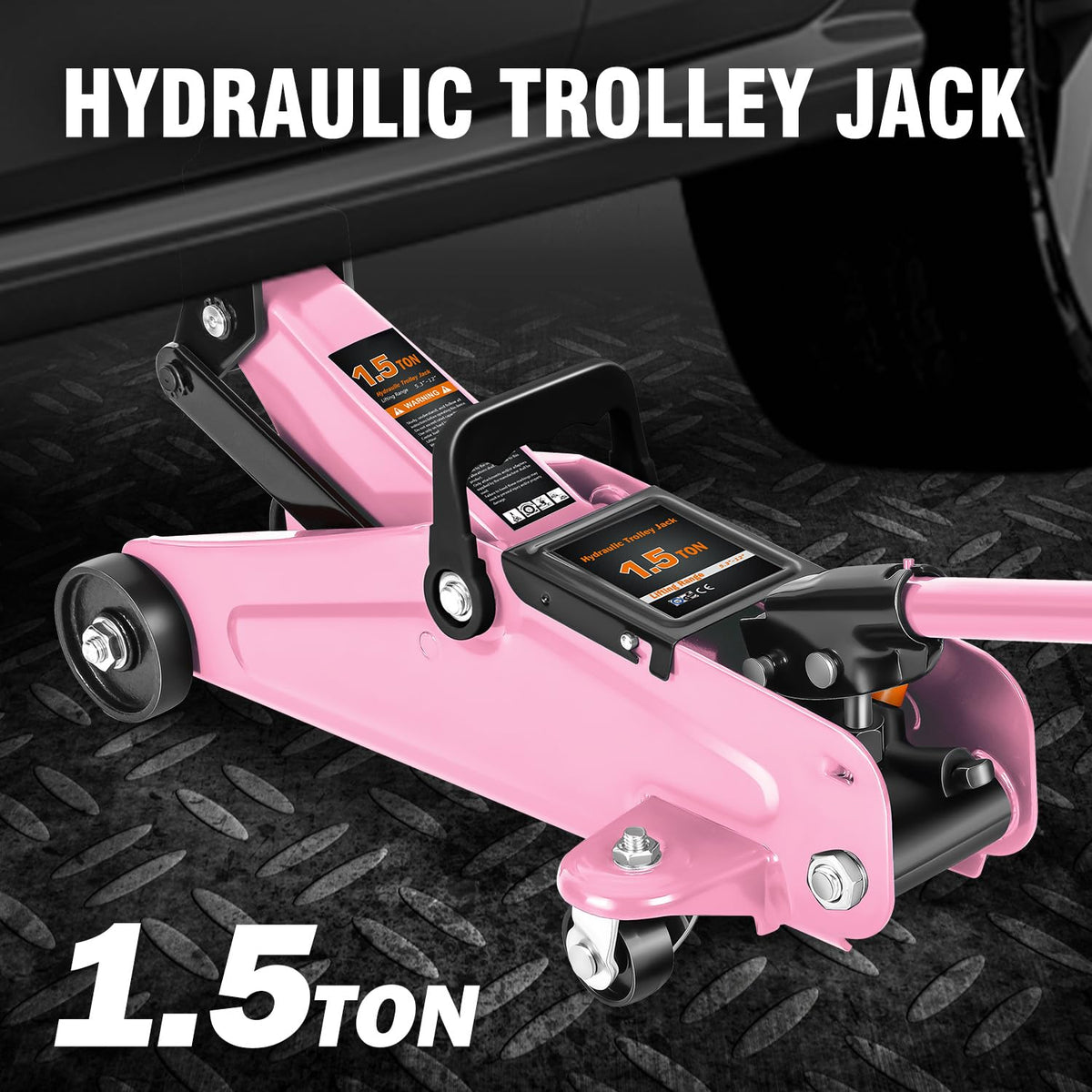 Low Profile Hydraulic Trolley Floor Jack 1.5 Ton Pink P98519