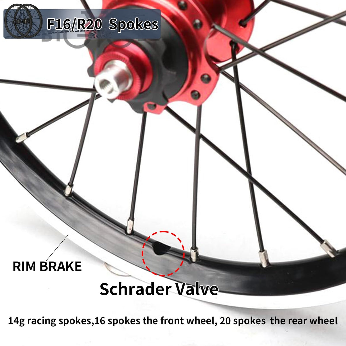 14inch 412 V-Brake Folding Bike Wheelset L7932