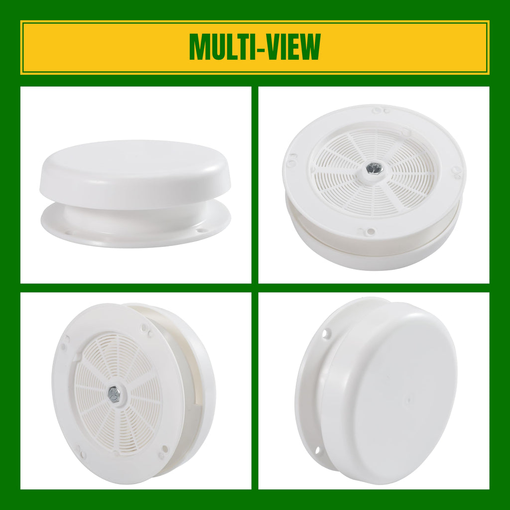 White RV Roof Mushroom Vent with Water Cover Guard Cap X620404