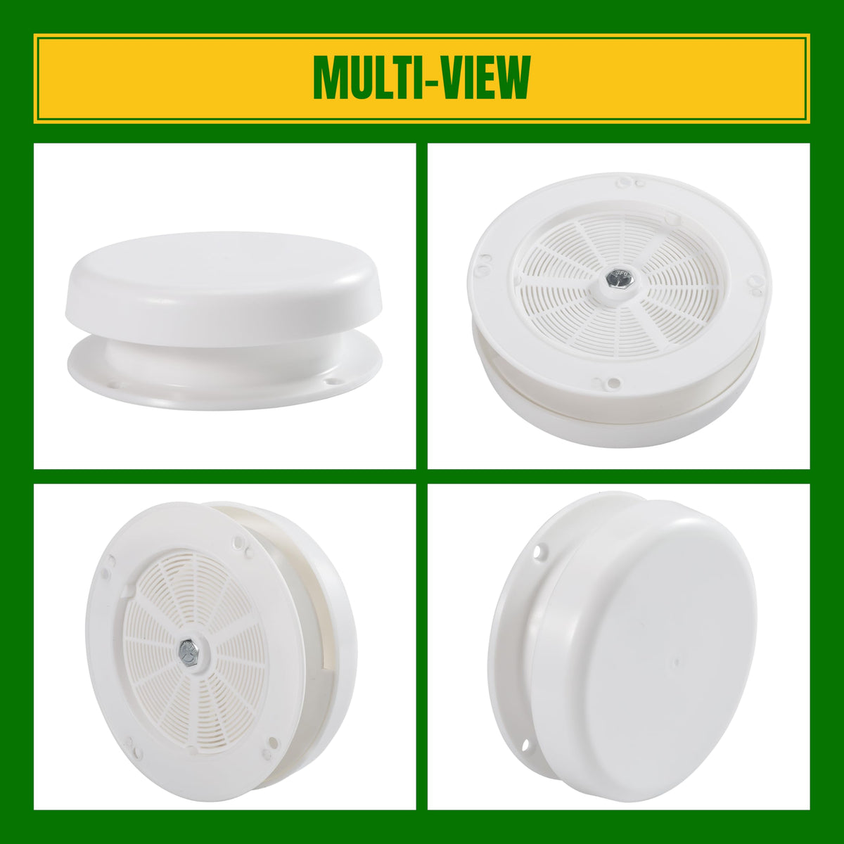 White RV Roof Mushroom Vent with Water Cover Guard Cap X620404