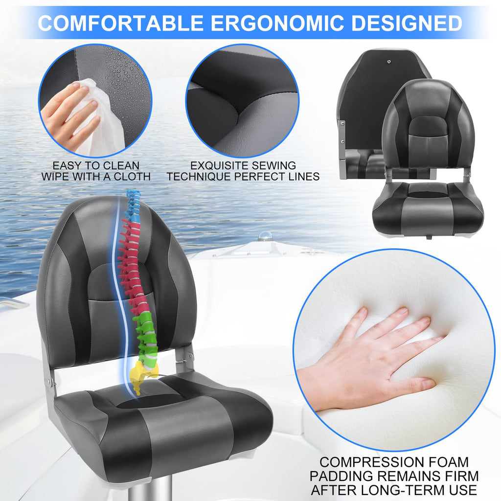 High Back Folding Waterproof Boat Seats 2 Pack Z989