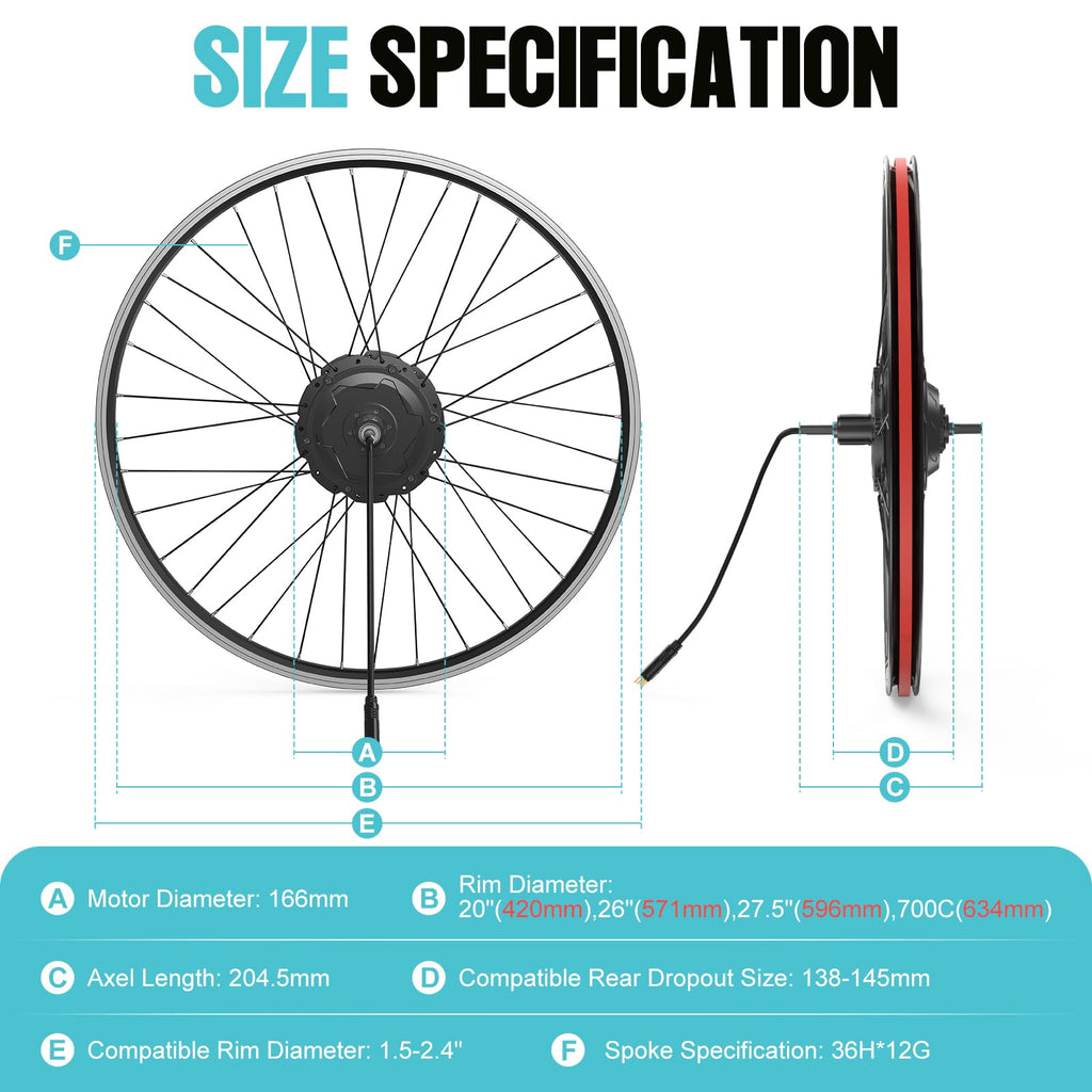 48V 750W Rear Electric Bike Conversion Kit B718