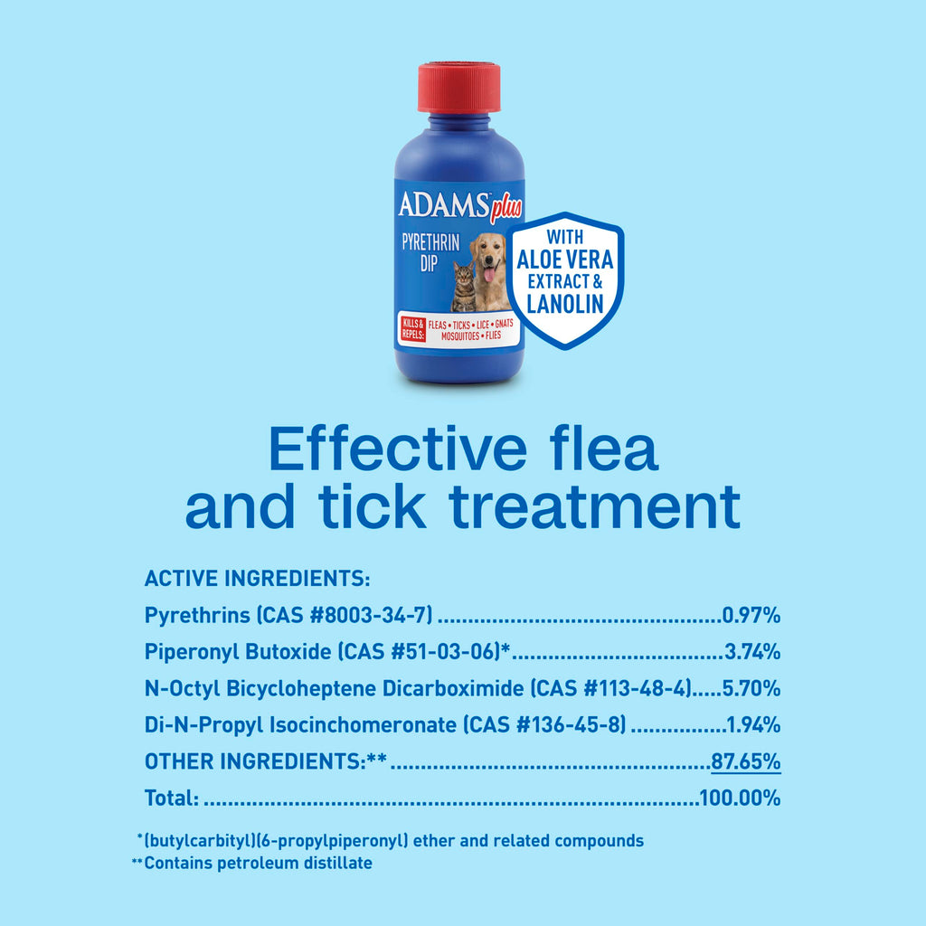 Plus Pyrethrin Flea Dip For Dogs and Cats 4 Fl oz N83094