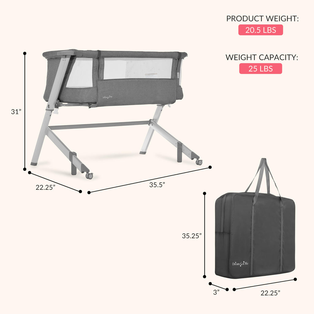 Grey Adjustable Height Bassinet & Bedside Sleeper R282106