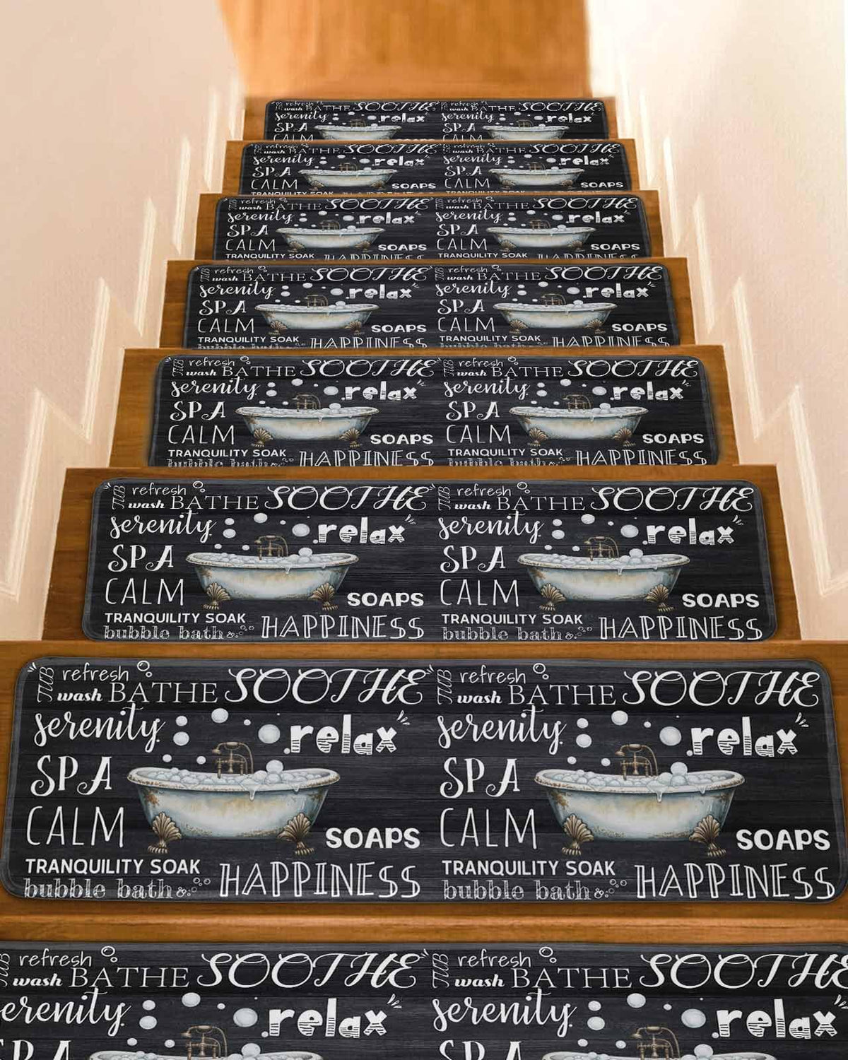 Black Vintage Art Non Slip Carpet Stair Treads 10 Pack 8x30 inch X9819